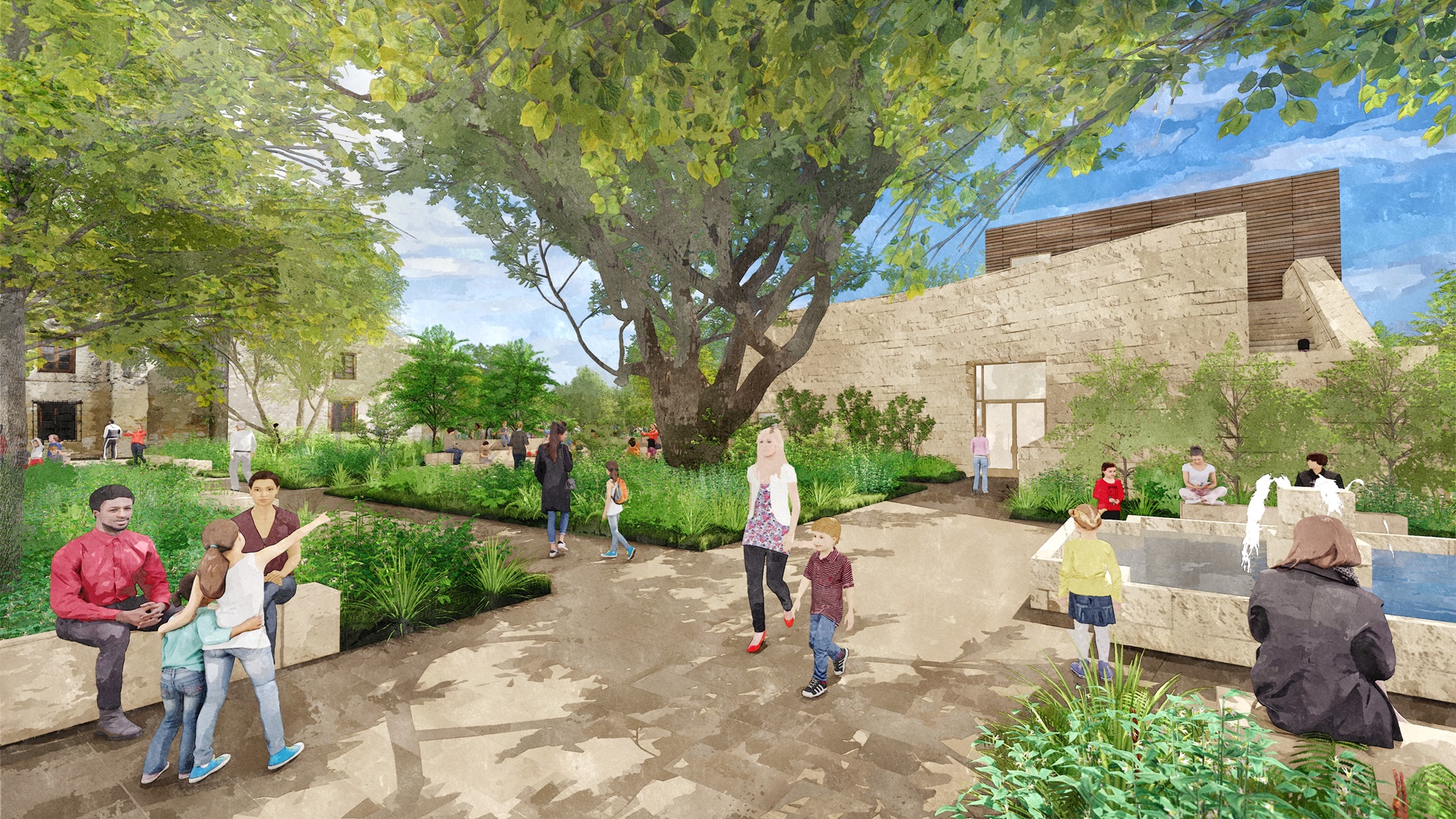 Outdoor garden area outside of a building