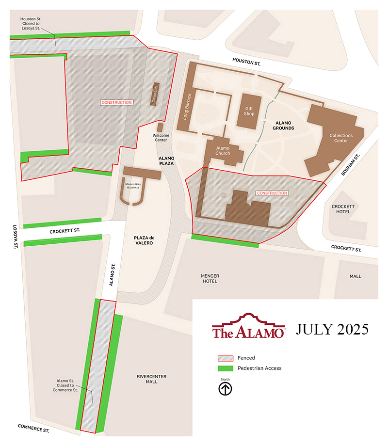 Map of Alamo area construction in July 2025