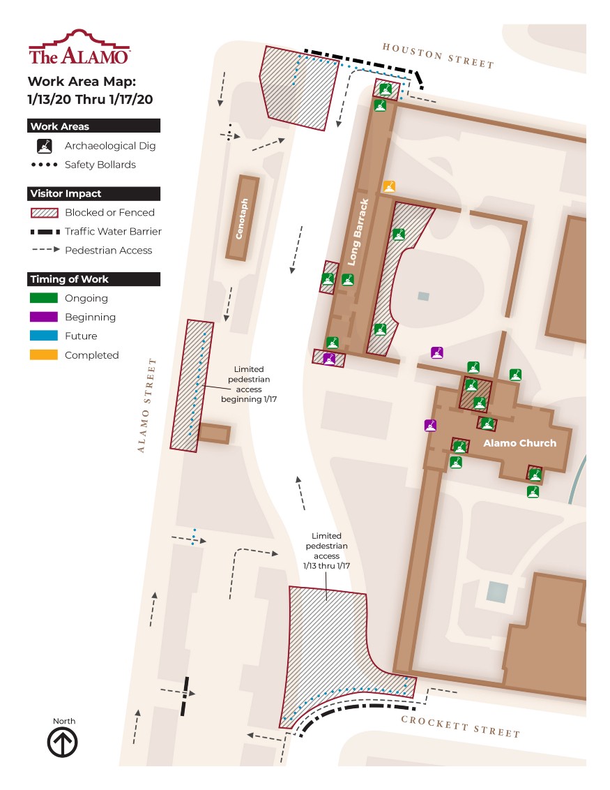 Map of Construction Work Near Alamo on January 13