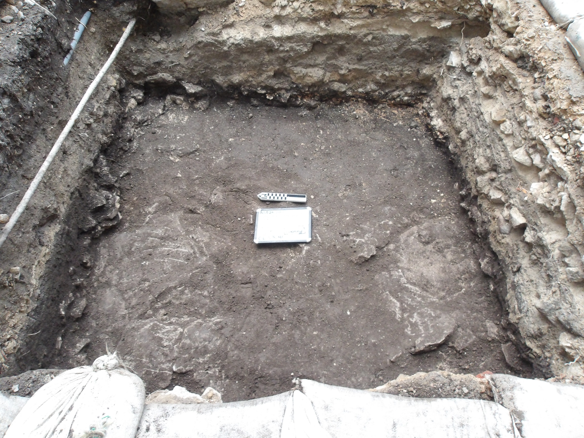 Limestone around an excavation unit