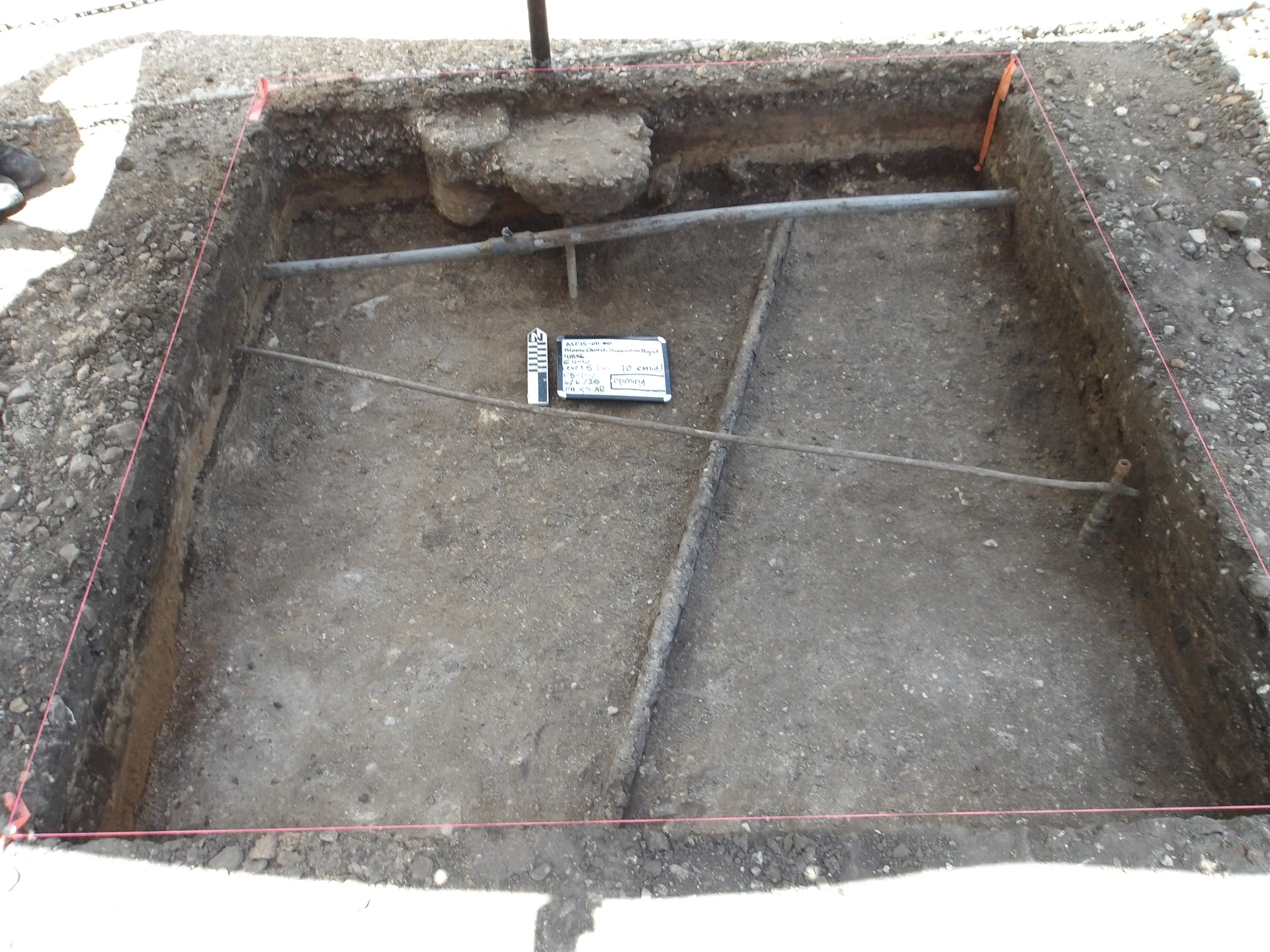 Pipe across excavation unit