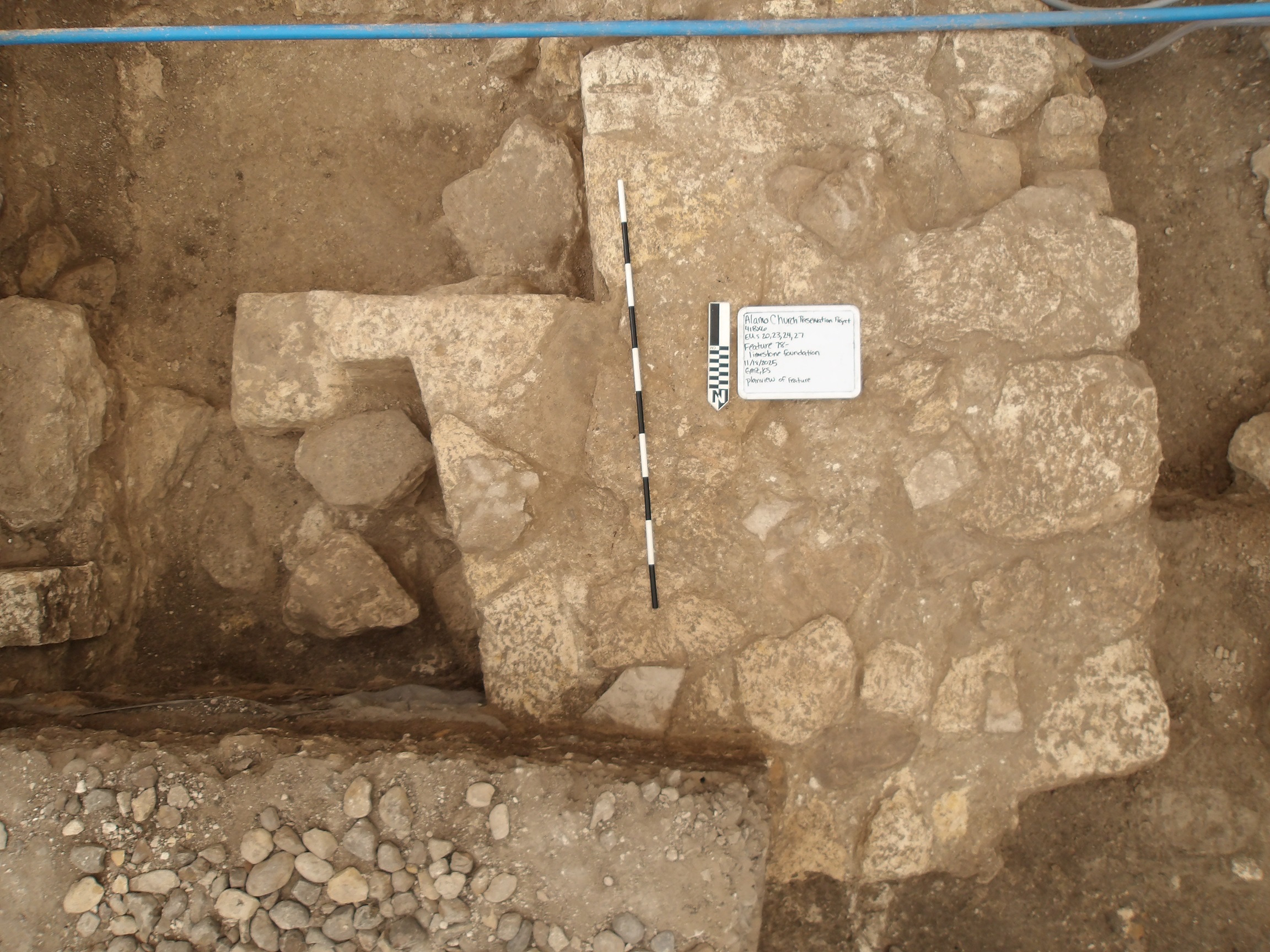 Limestone feature inside an excavation unit