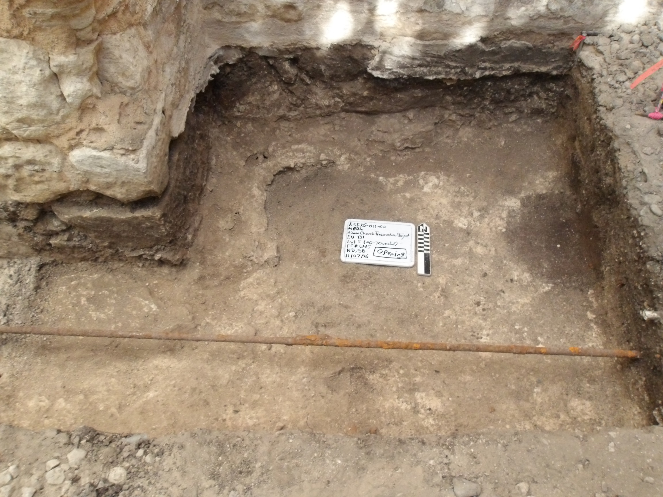 Bottom surface of excavation unit 50 cm below limestone feature surface