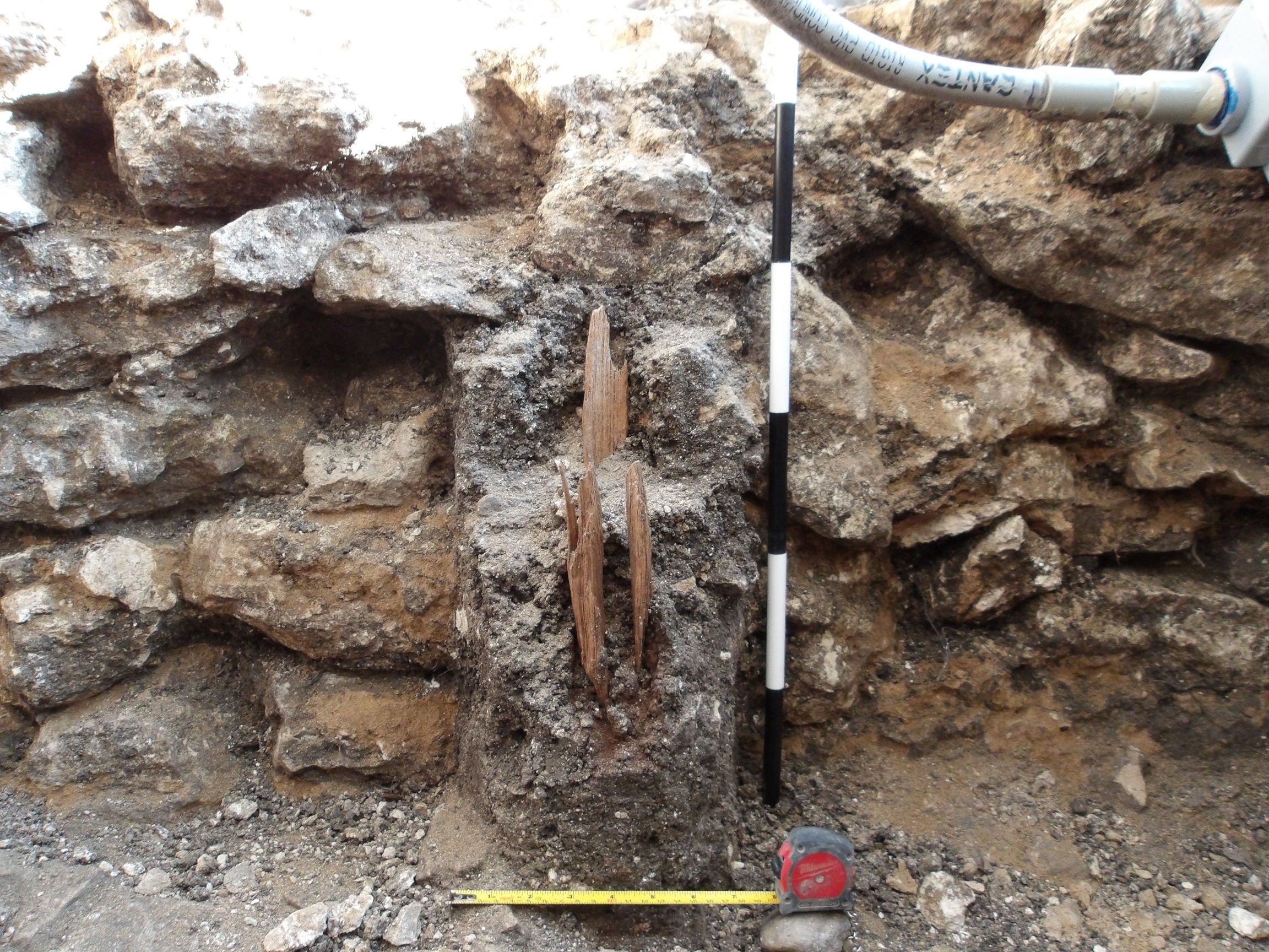 Rocky bottom with stone tiering in an excavation unit